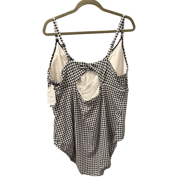 Black And White Gingham One Piece Swimsuit Plus Size Twist Front Cut OutSz 3X - Picture 9 of 12